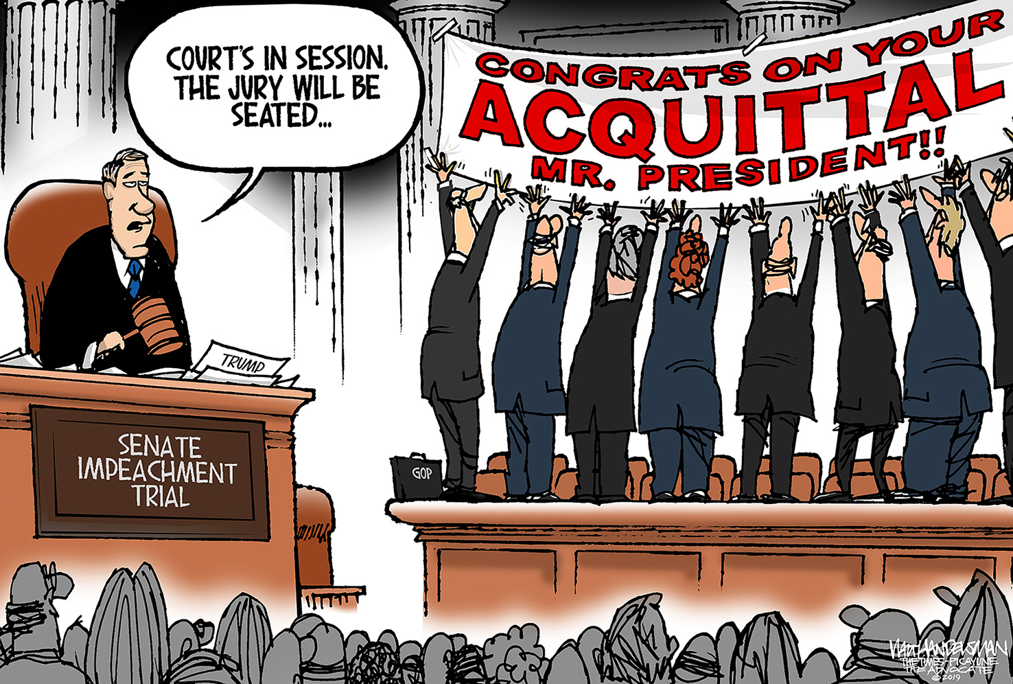 Political Cartoon U.S. Trump Senate Trial Acquittal