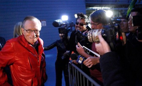 Larry King flashes a smile on the night of his final broadcast in December.
