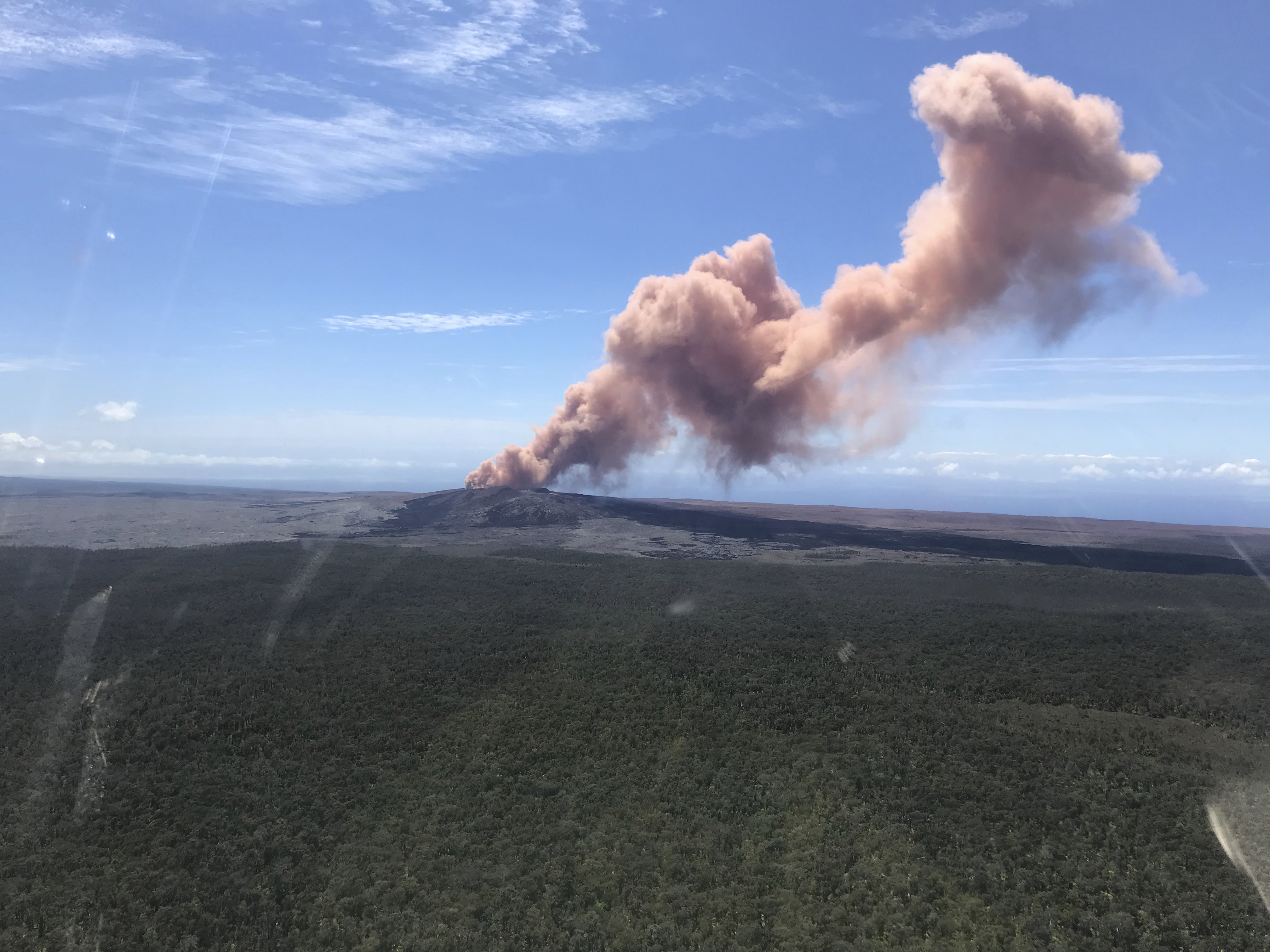 Hawaii&#039;s Kilauea volcano spews ash.
