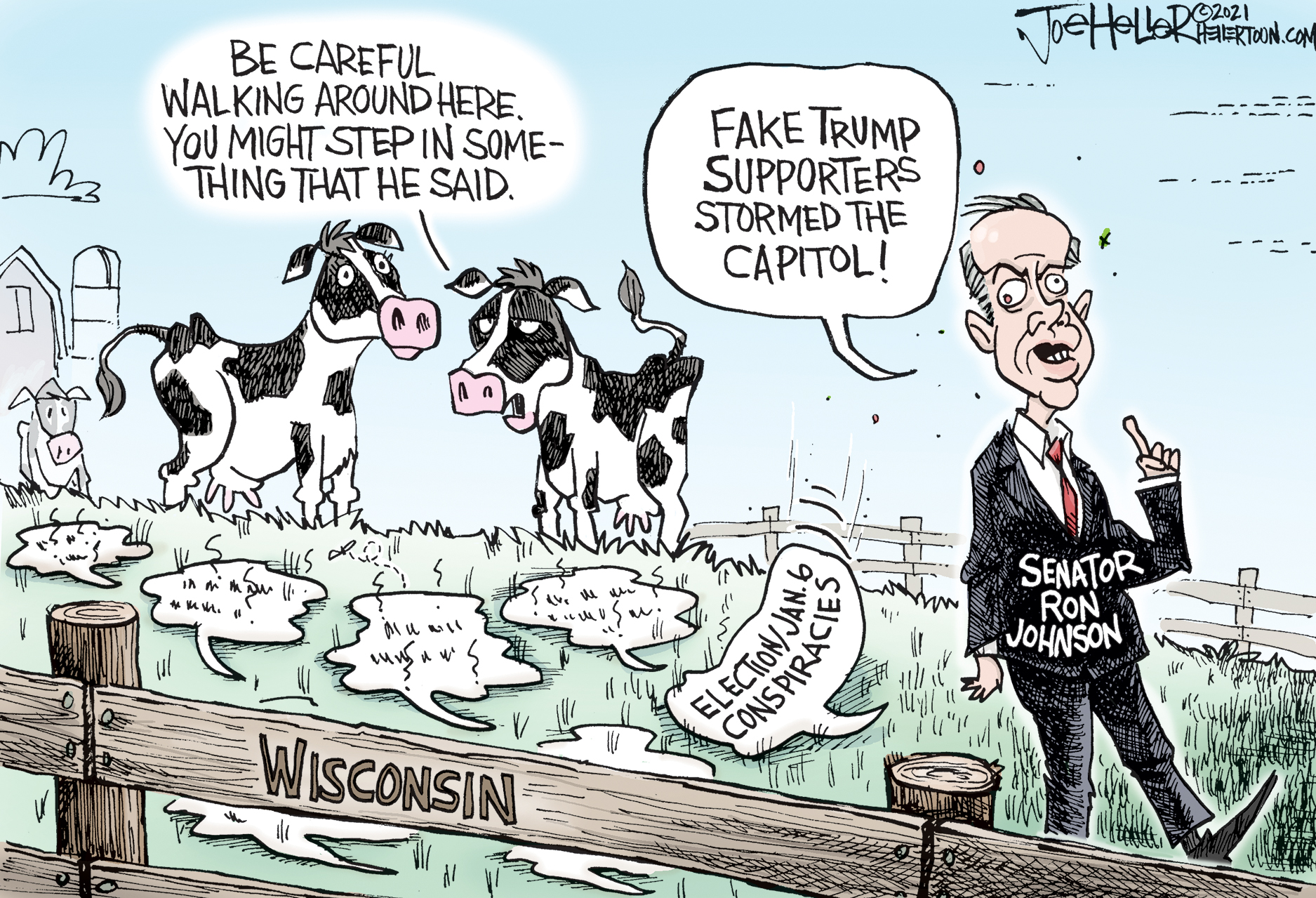 Political Cartoon U.S. ron johnson conspiracies