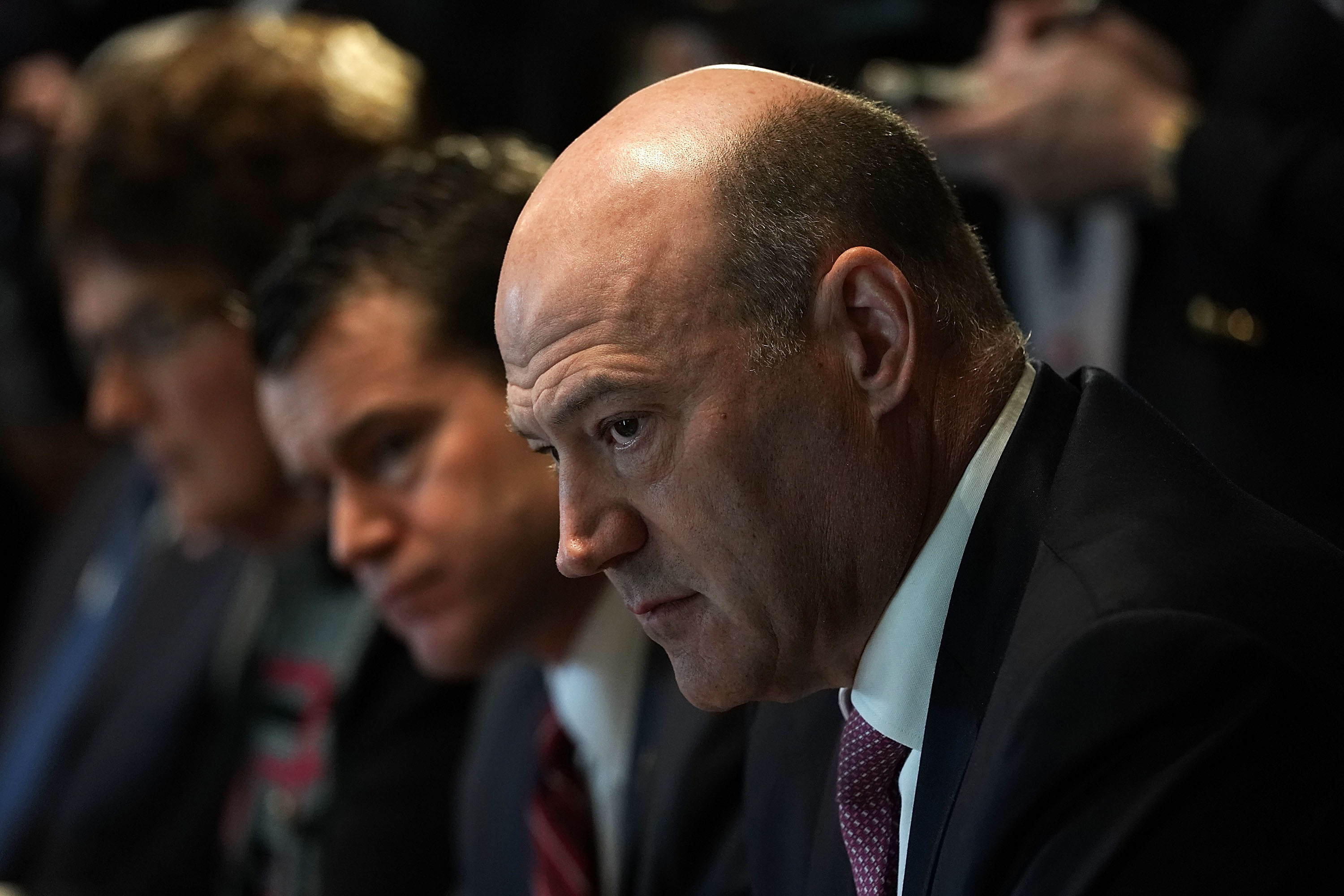 Gary Cohn listens during a meeting with Trump
