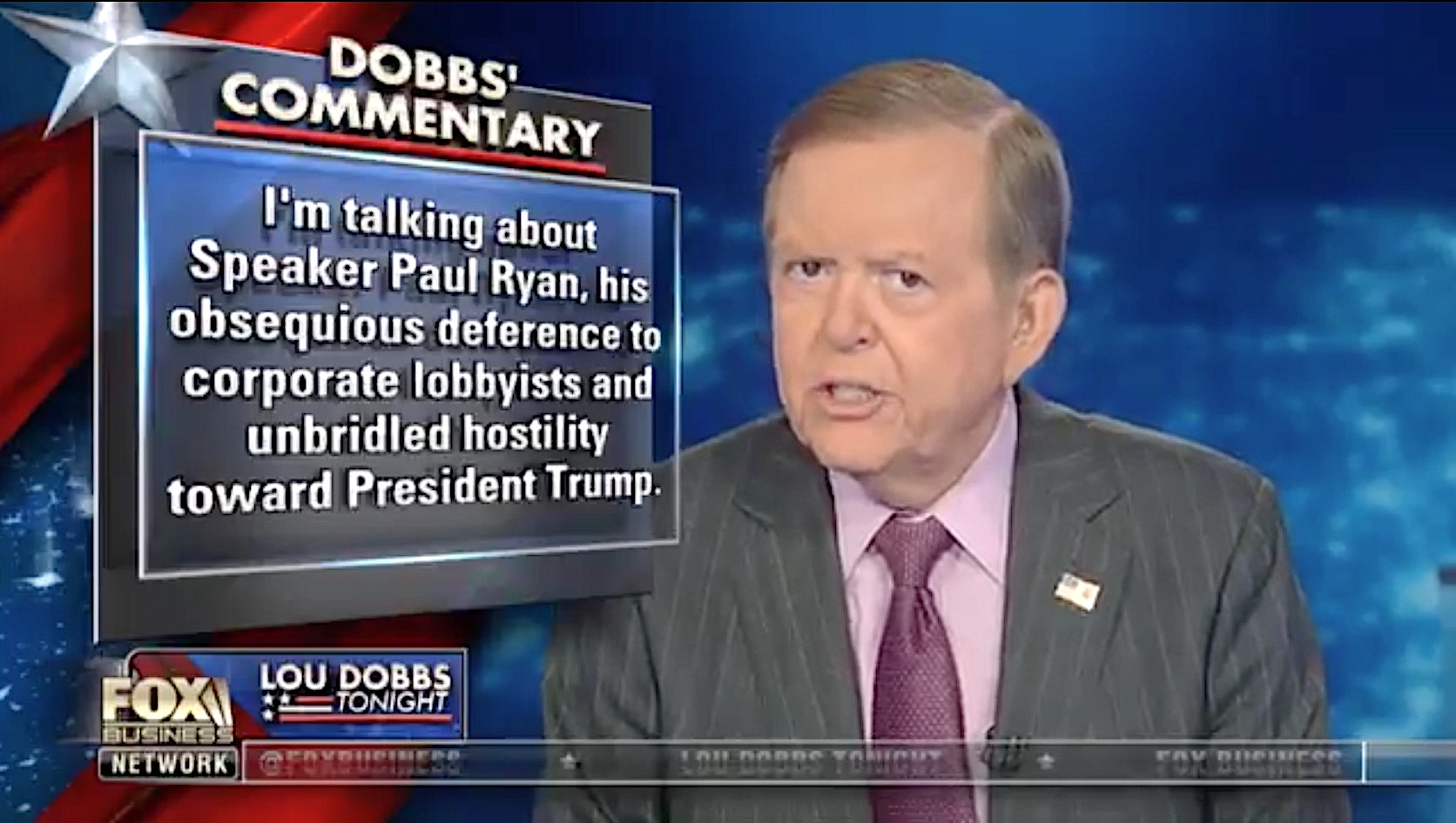 Lou Dobbs takes Paul Ryan to the woodshed