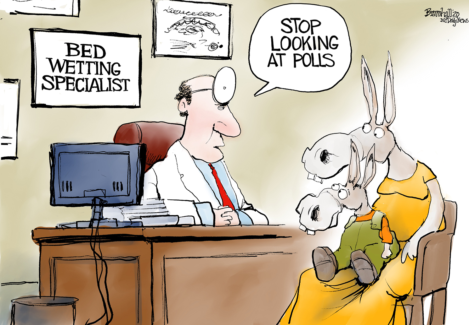 Political Cartoon U.S. 2020 Democrats Biden polls