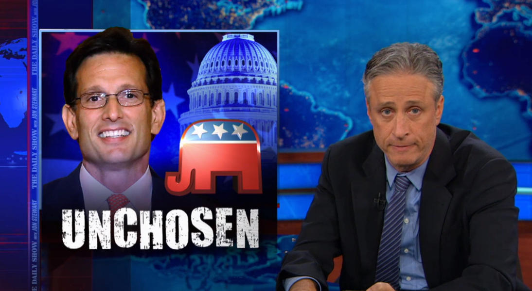 Jon Stewart, for one, is underwhelmed by Eric Cantor&#039;s stunning downfall