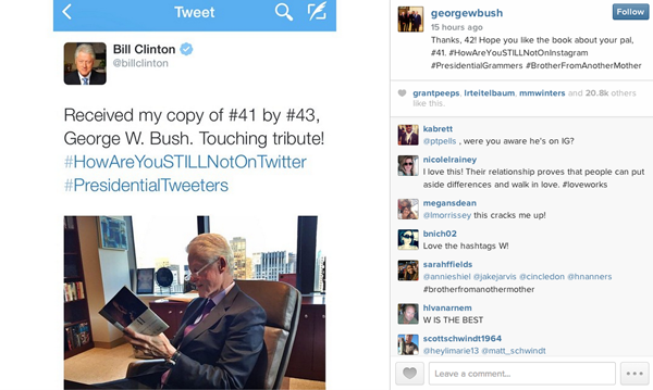 George W. Bush and Bill Clinton have adorable social media banter