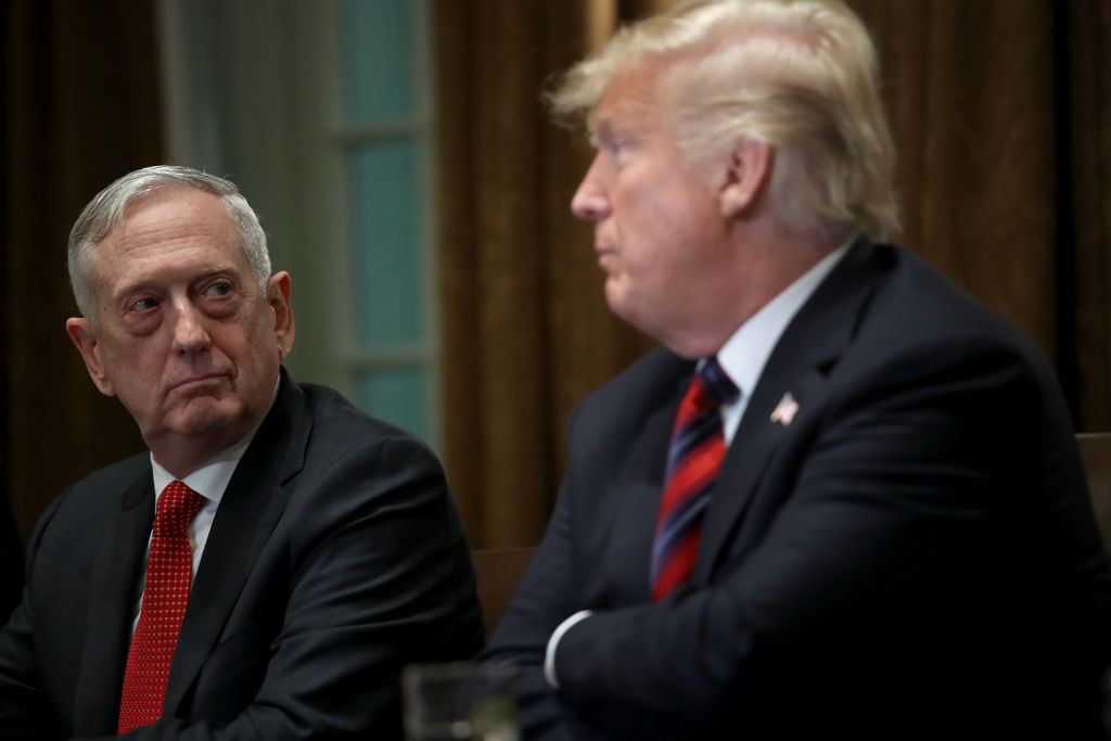 Defense Secretary James Mattis stares at Trump