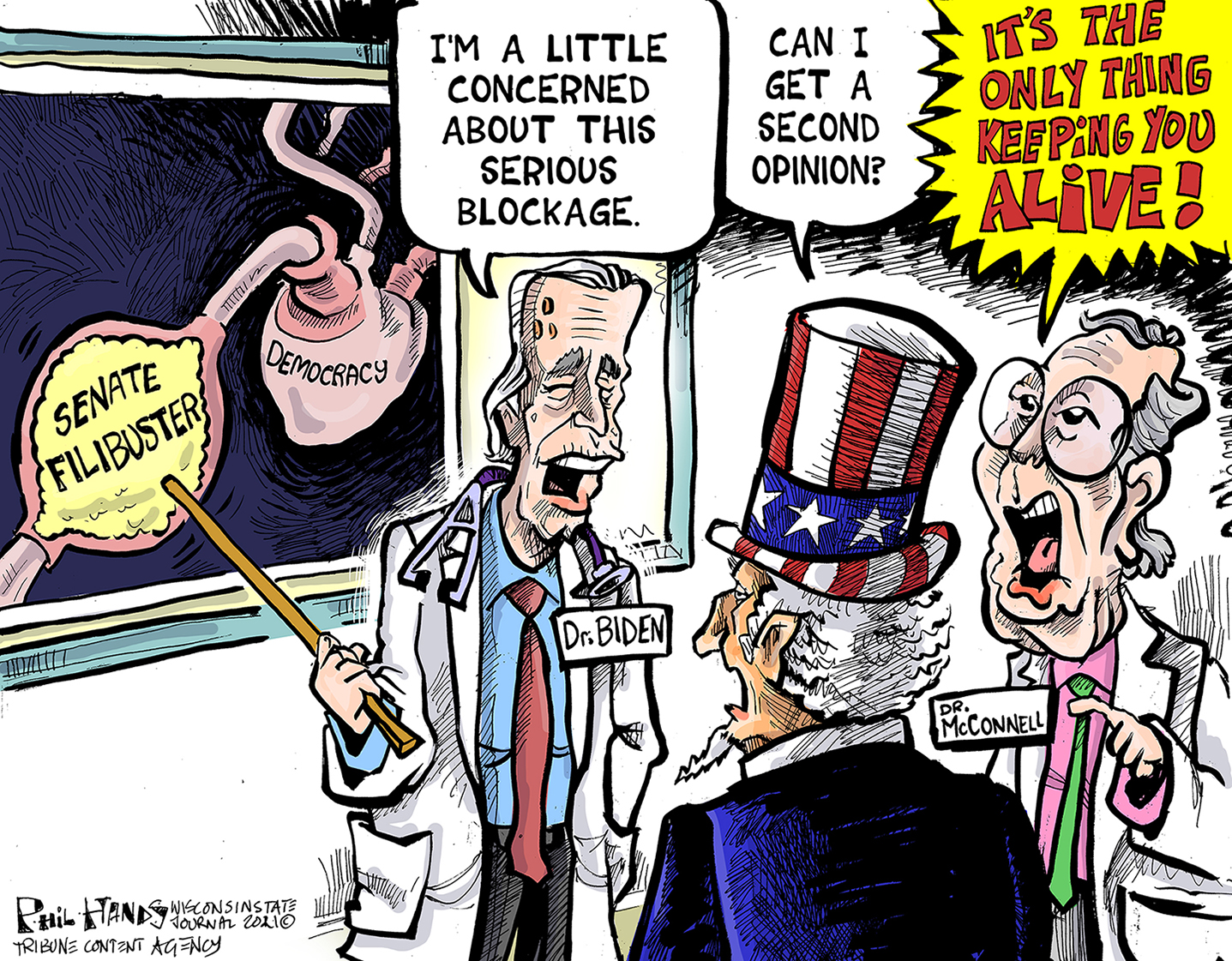 Political Cartoon U.S. biden filibuster mcconnell
