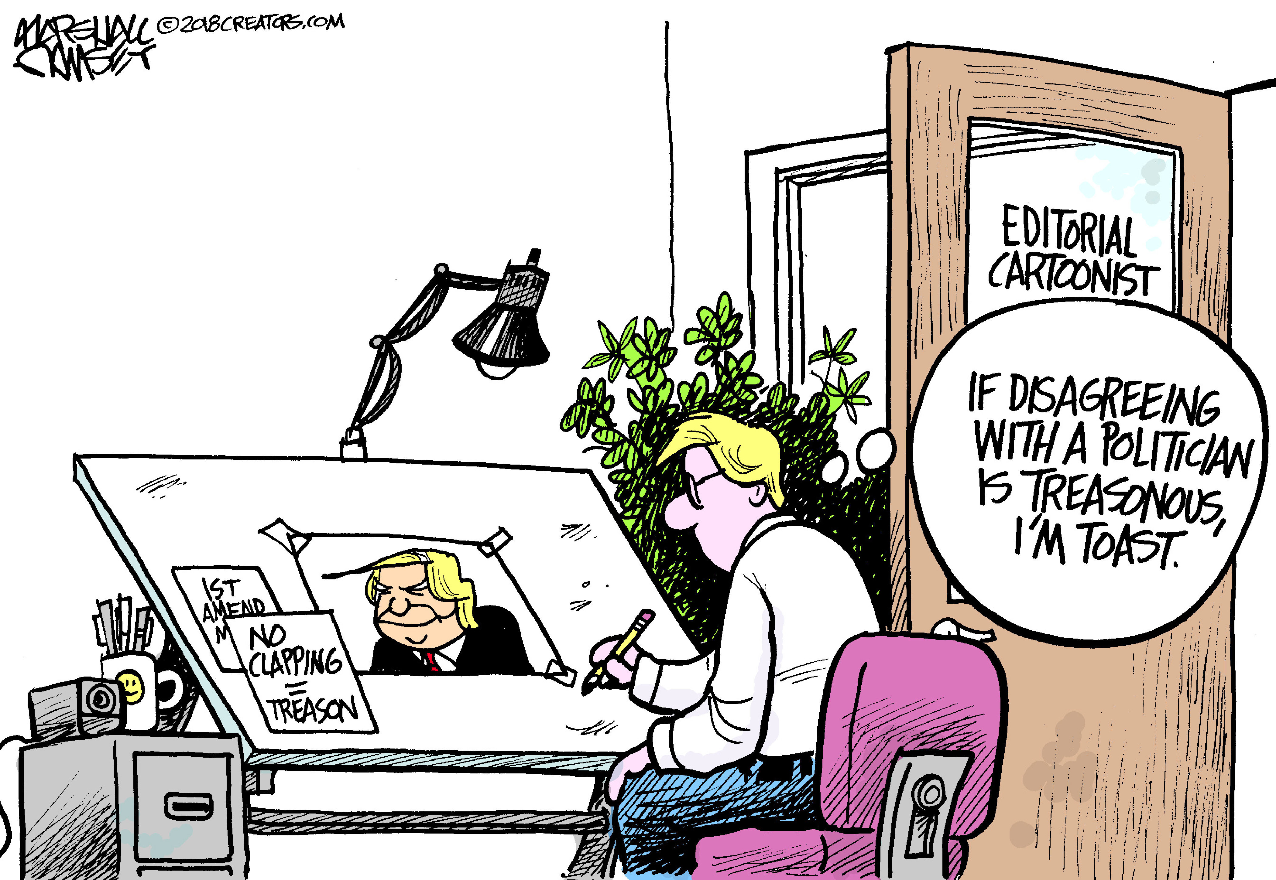 Political cartoon . Trump treason cartoonist free speech