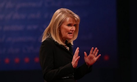 VP Debate moderator Martha Raddatz speaks prior to the vice-presidential debate at Centre College in Danville, Ky.: Raddatz approached the debate as a journalist, asking tough questions on to