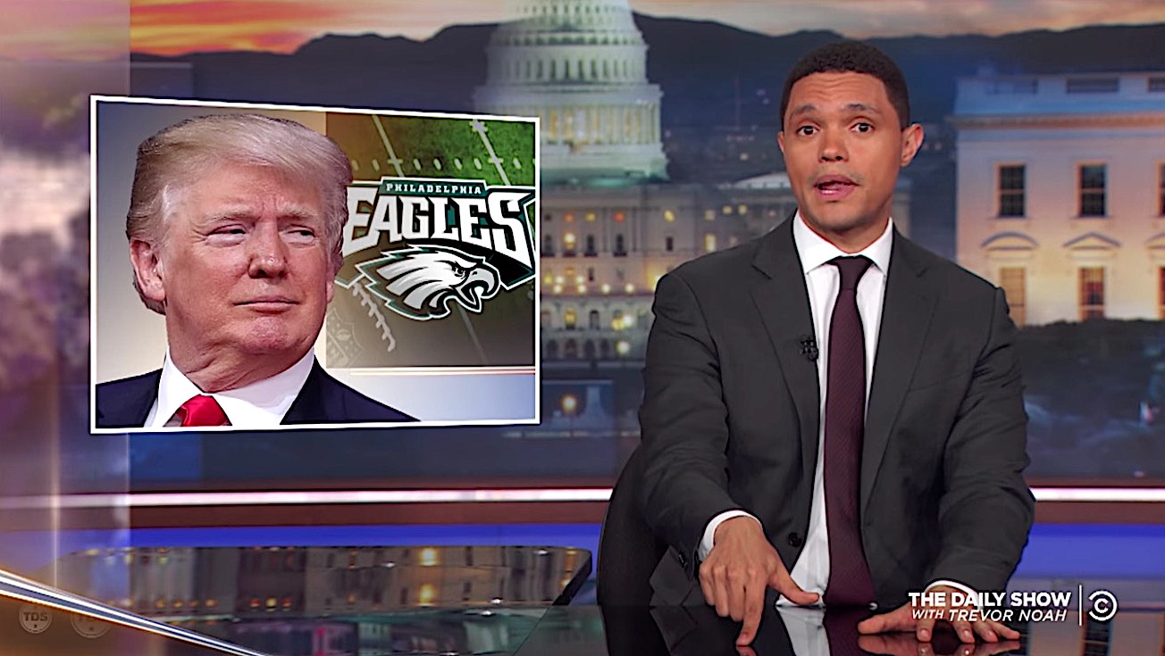 Trevor Noah razzes Trump over the Eagles disinvite