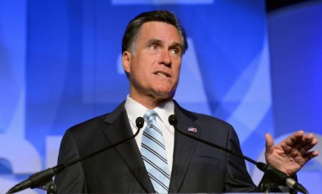 Mitt Romney addresses the U.S. Hispanic Chamber of Commerce on Sept. 17 in Los Angeles: Romney might have to be a little more like George W. Bush and charm his way into the White House.