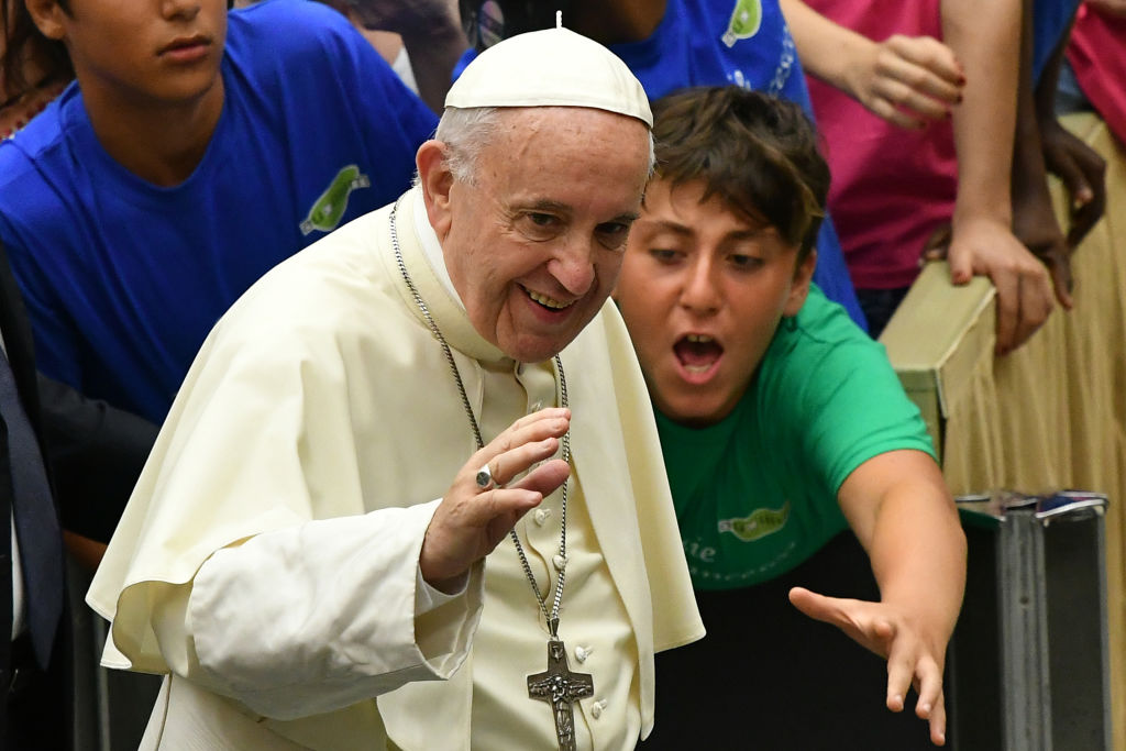 Pope Francis mingles