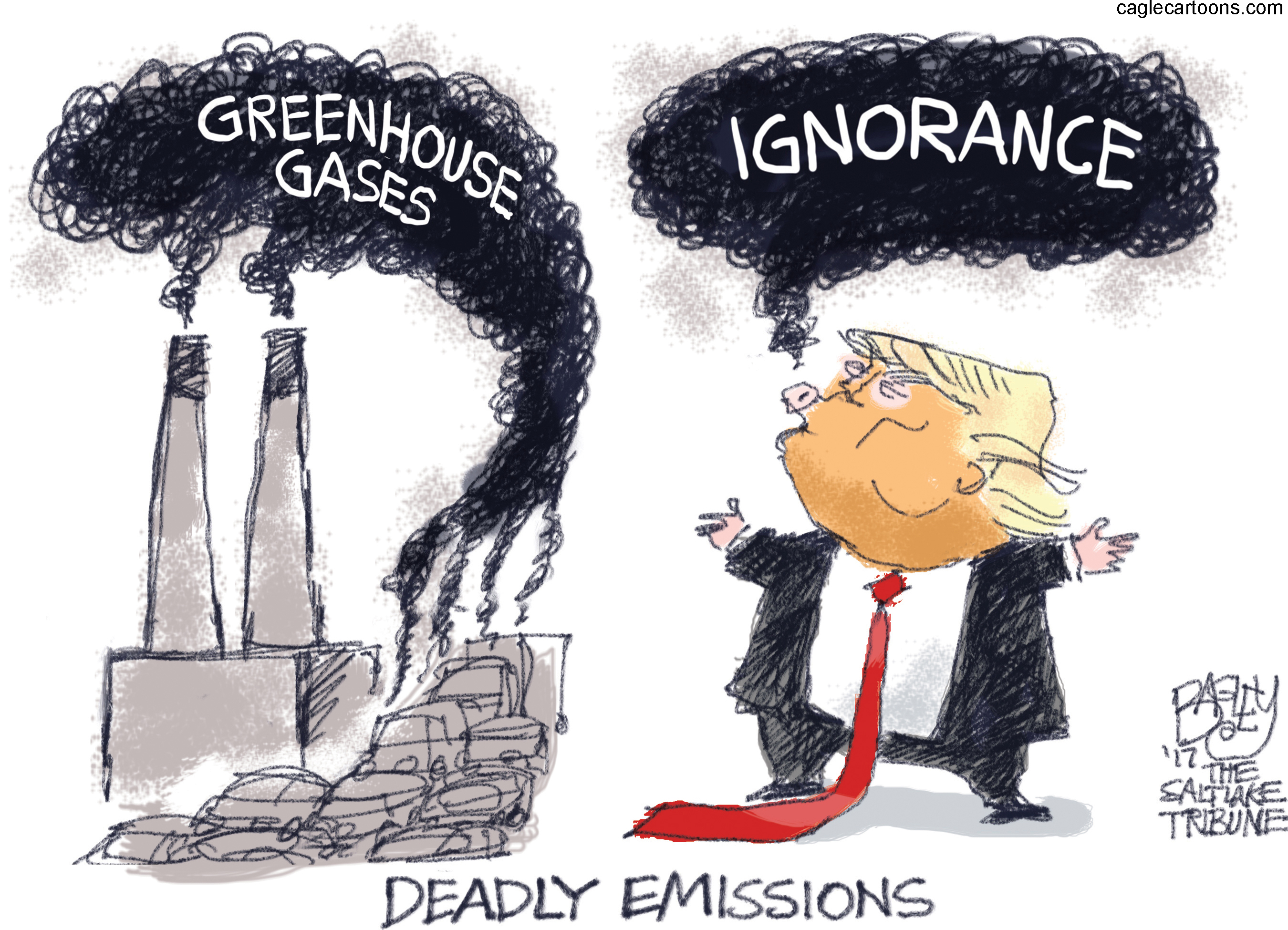 Political cartoon U.S. Trump Paris Agreement climate change