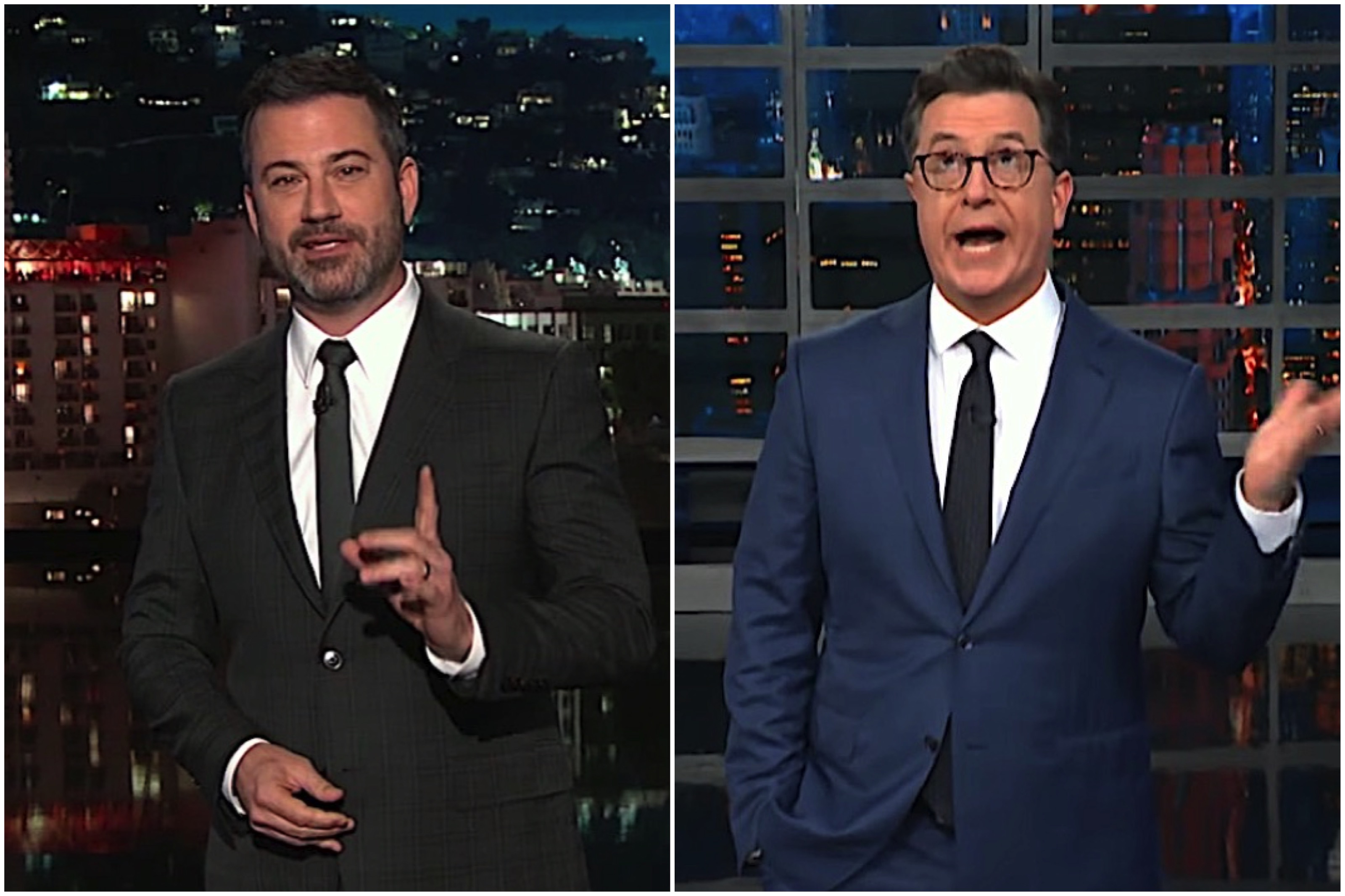 Stephen Colbert and Jimmy Kimmel gawk at Giuliani