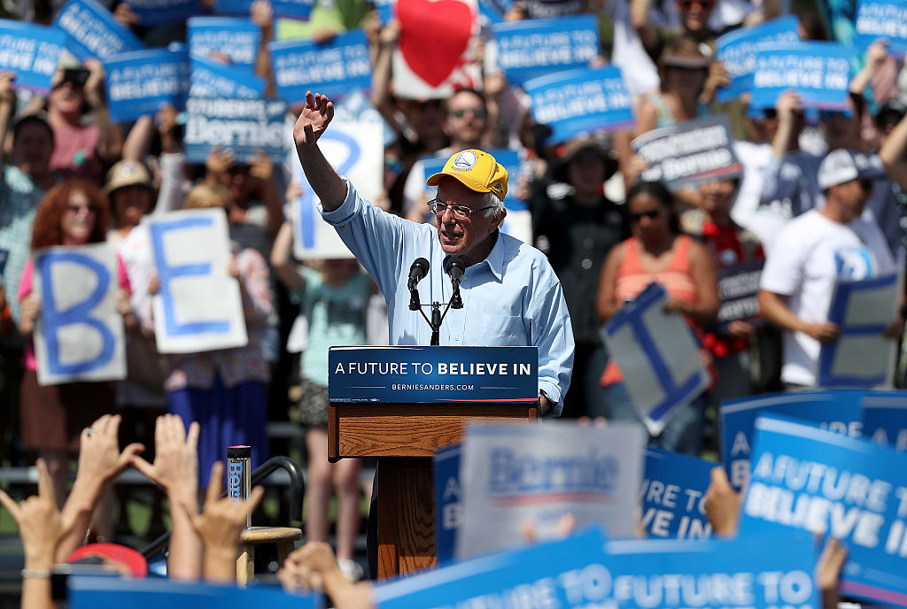 Is Bernie Sanders skydiving to his rally?