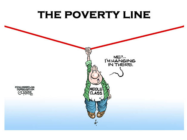 Editorial cartoon middle class poverty line