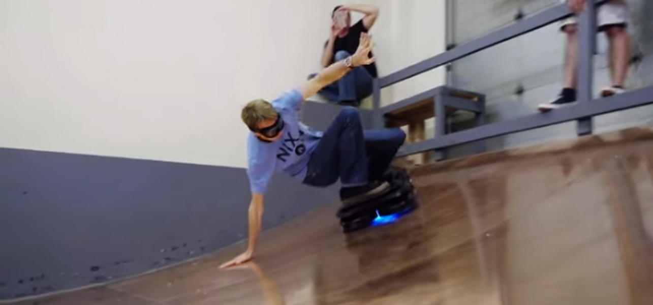 Watch Tony Hawk pivot, spin, and totally wipe out while riding the world&#039;s first hoverboard