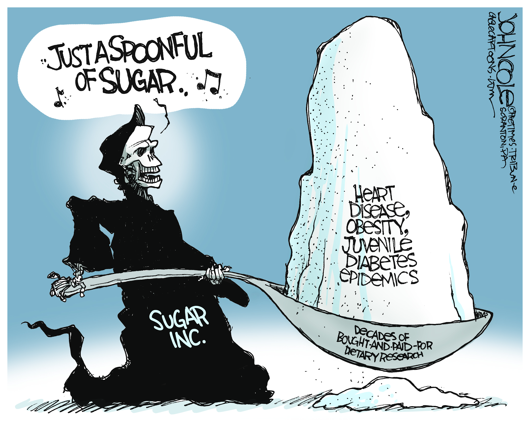 Editorial cartoon . Sugar lobby death science studies