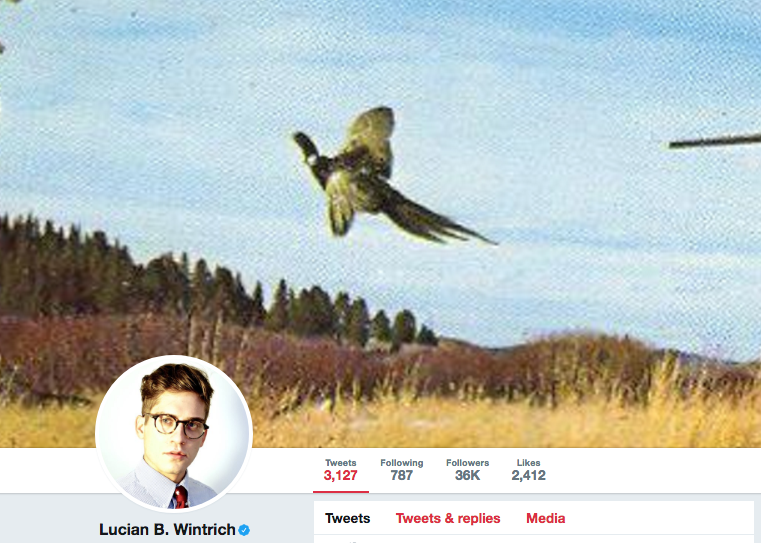 Twitter page of Lucian B. Wintrich.