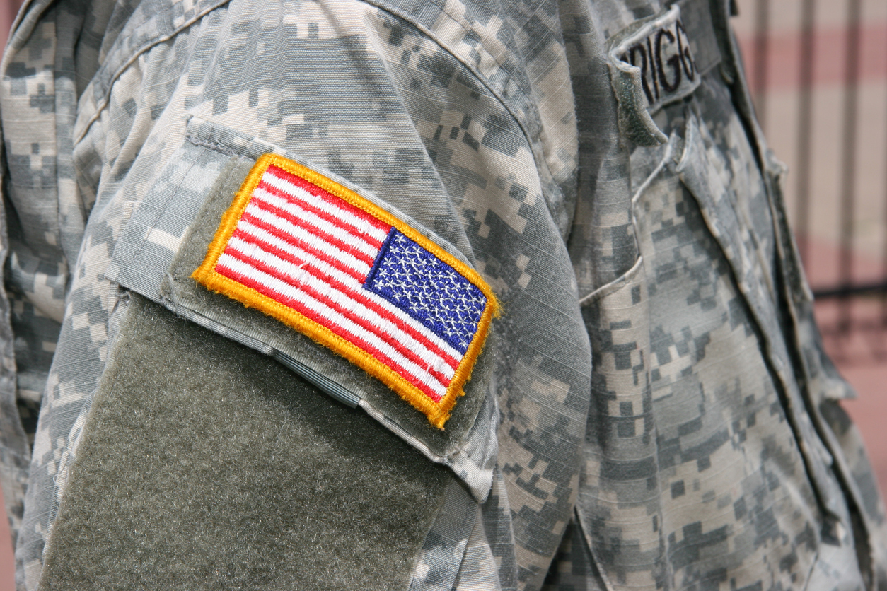 Flag patch on uniform.