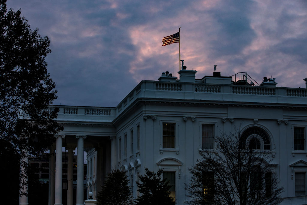The sun rises over the White House on November 1, 2020 in Washington, DC.