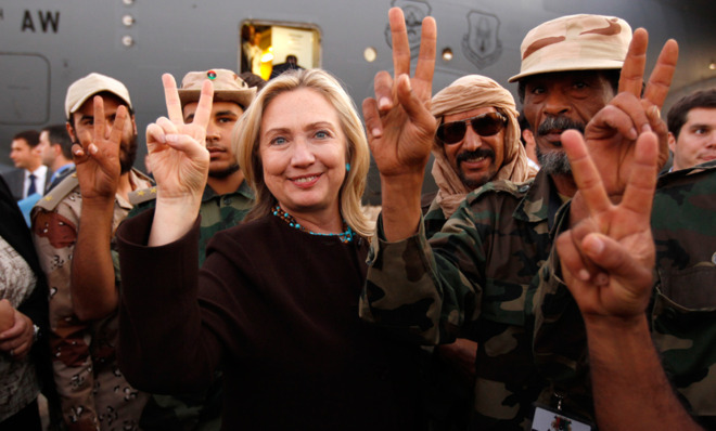 Clinton arrives in Libya, Oct. 18, 2011