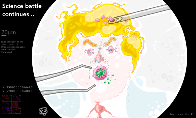 Political Cartoon U.S. Trump coronavirus microscope