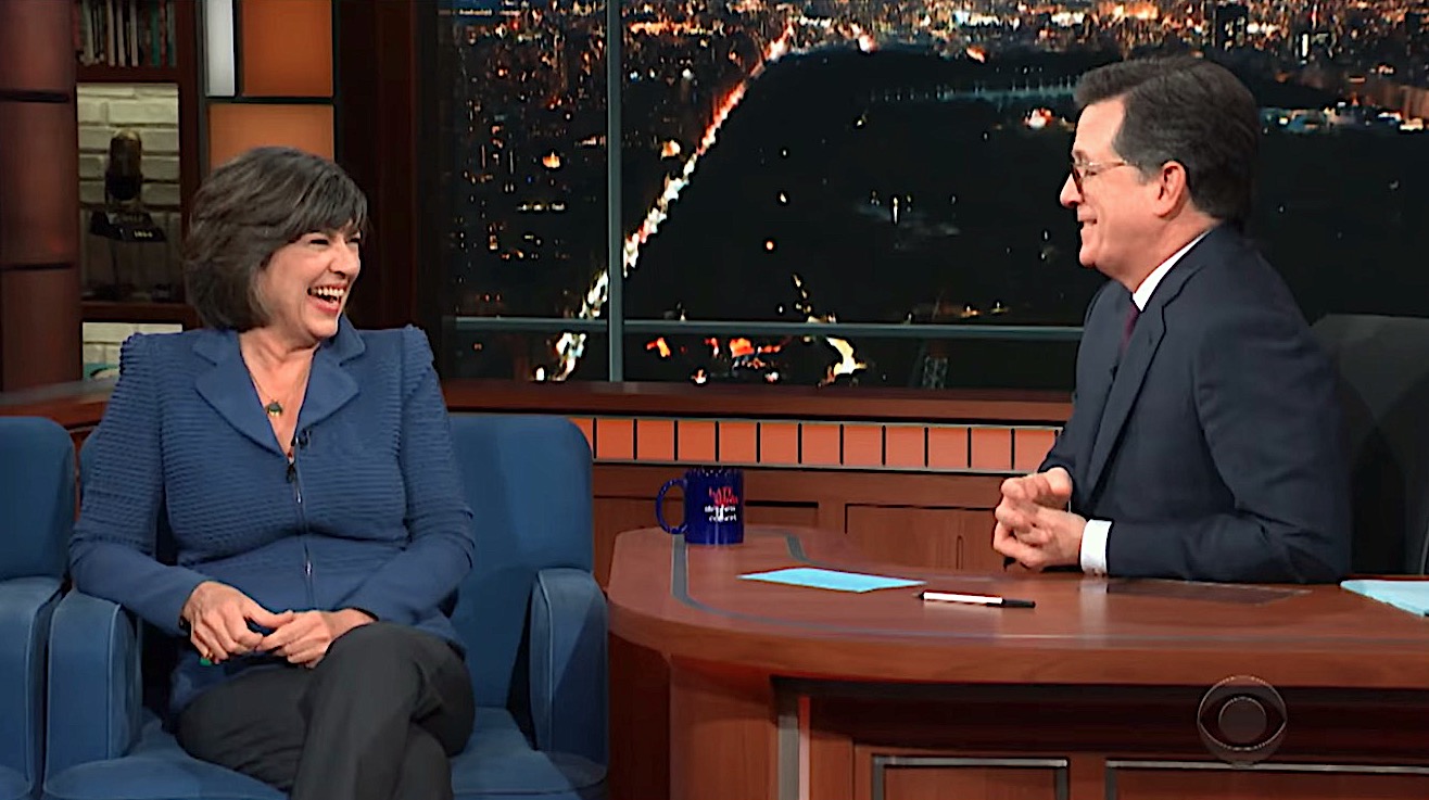 Stephen Colbert and Christiane Amanpour talk about Trump and ghost sex 