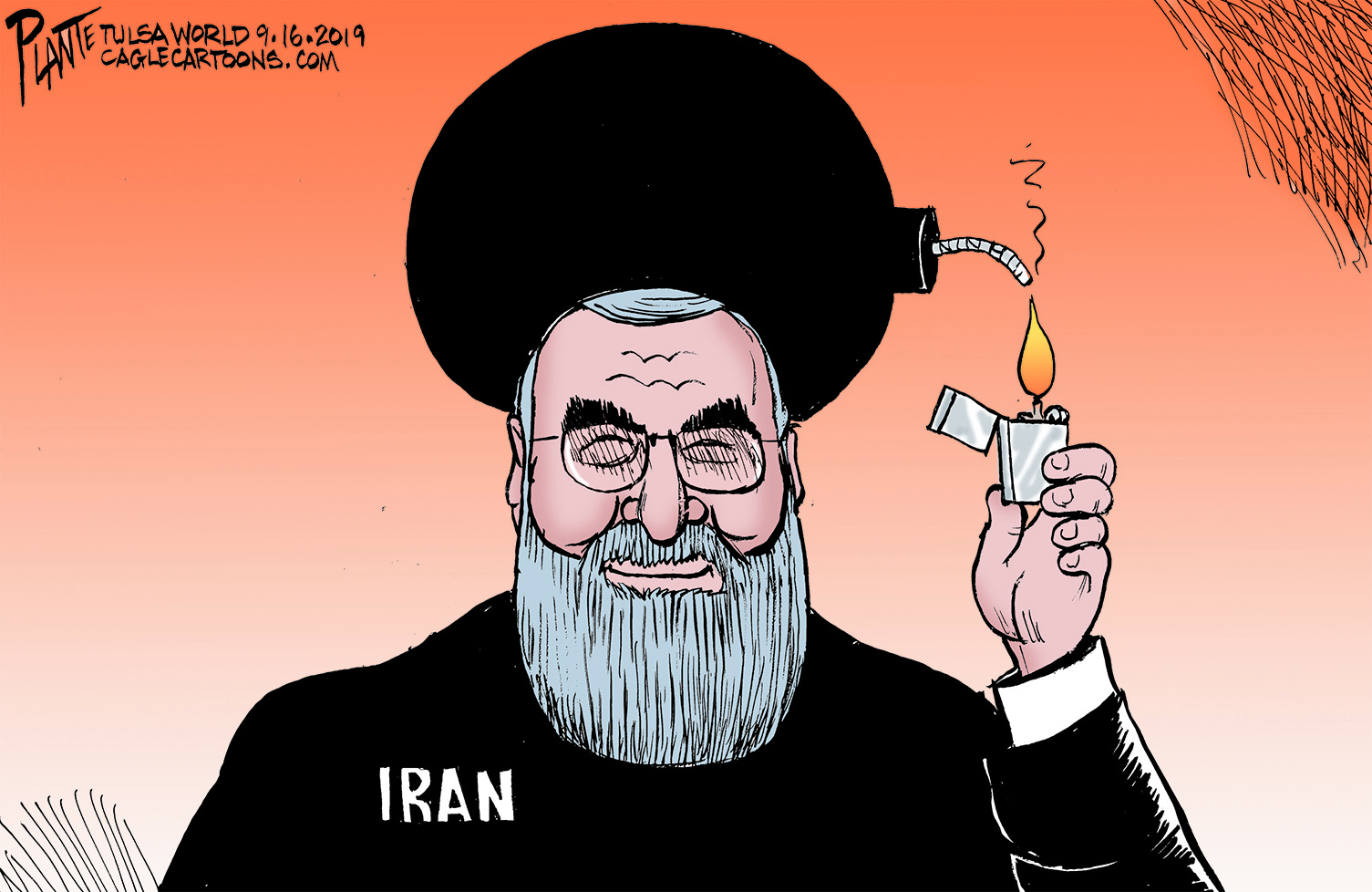 Political Cartoon . Iran Saudi Arabia Exploding