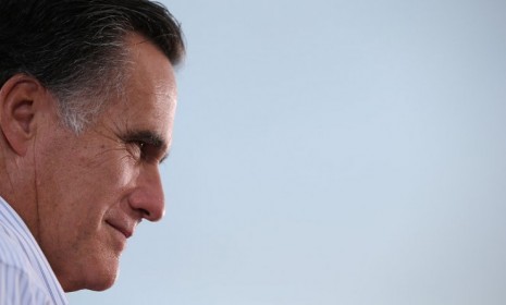 Mitt Romney speaks during a victory rally at Pier Park on Oct. 5 in St Petersburg, Fla.: Republicans are cheering Romney&#039;s move to the center, not because they necessarily agree with his view
