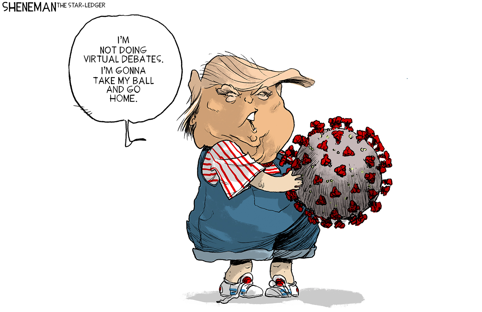 Political Cartoon U.S. Trump COVID debate