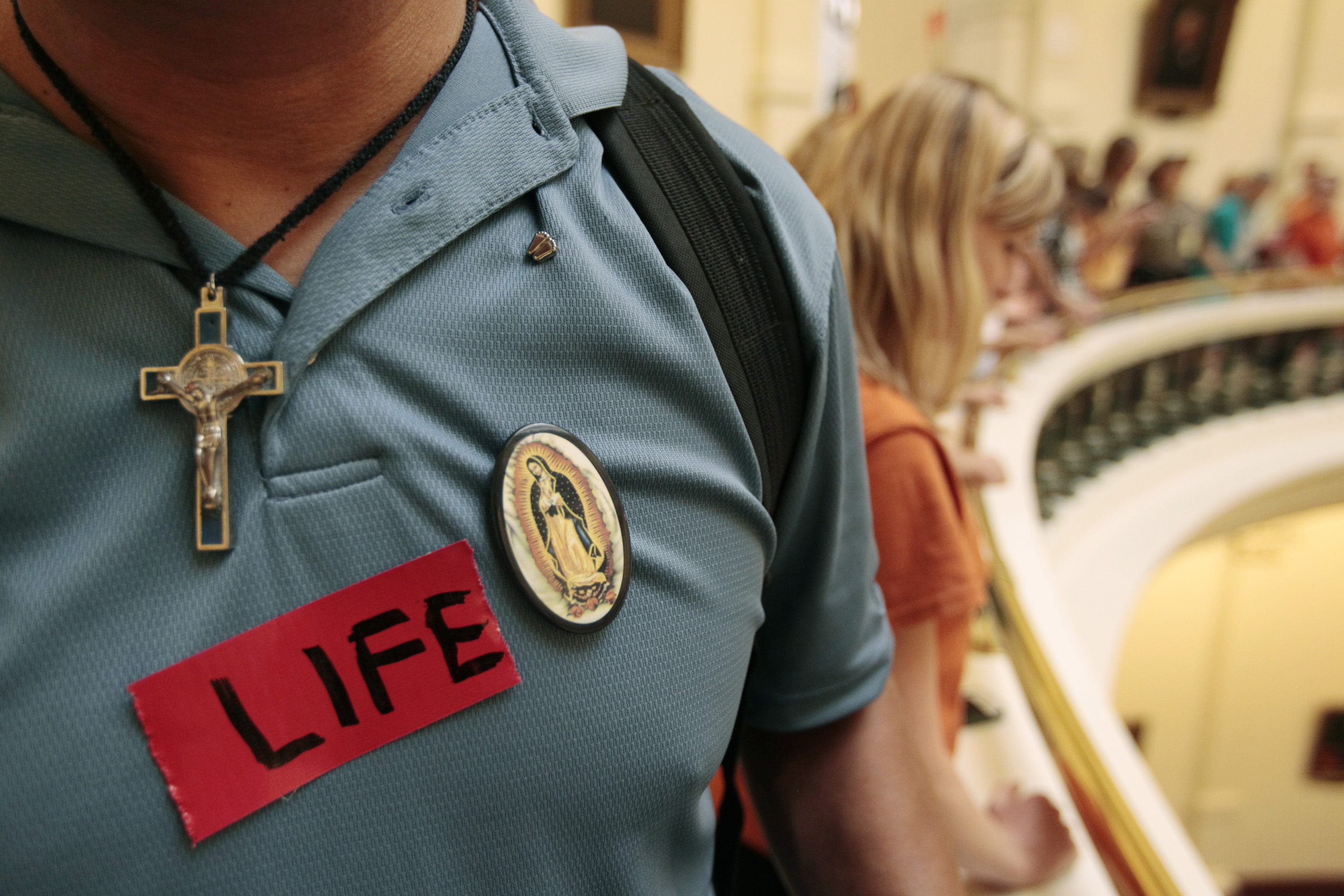 A pro-life supporter in the Texas State capitol.