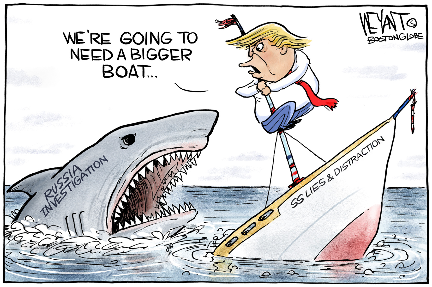 Political cartoon U.S. Trump Mueller Russia investigation