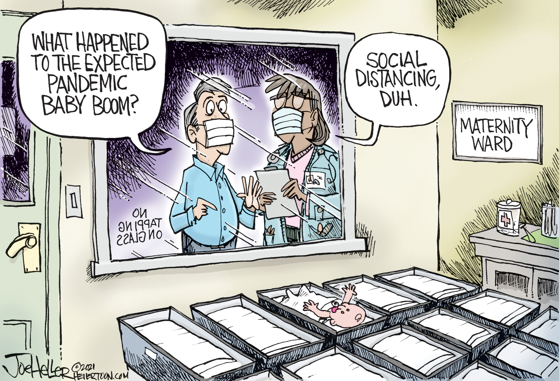 Editorial Cartoon U.S. covid pandemic baby boom bust