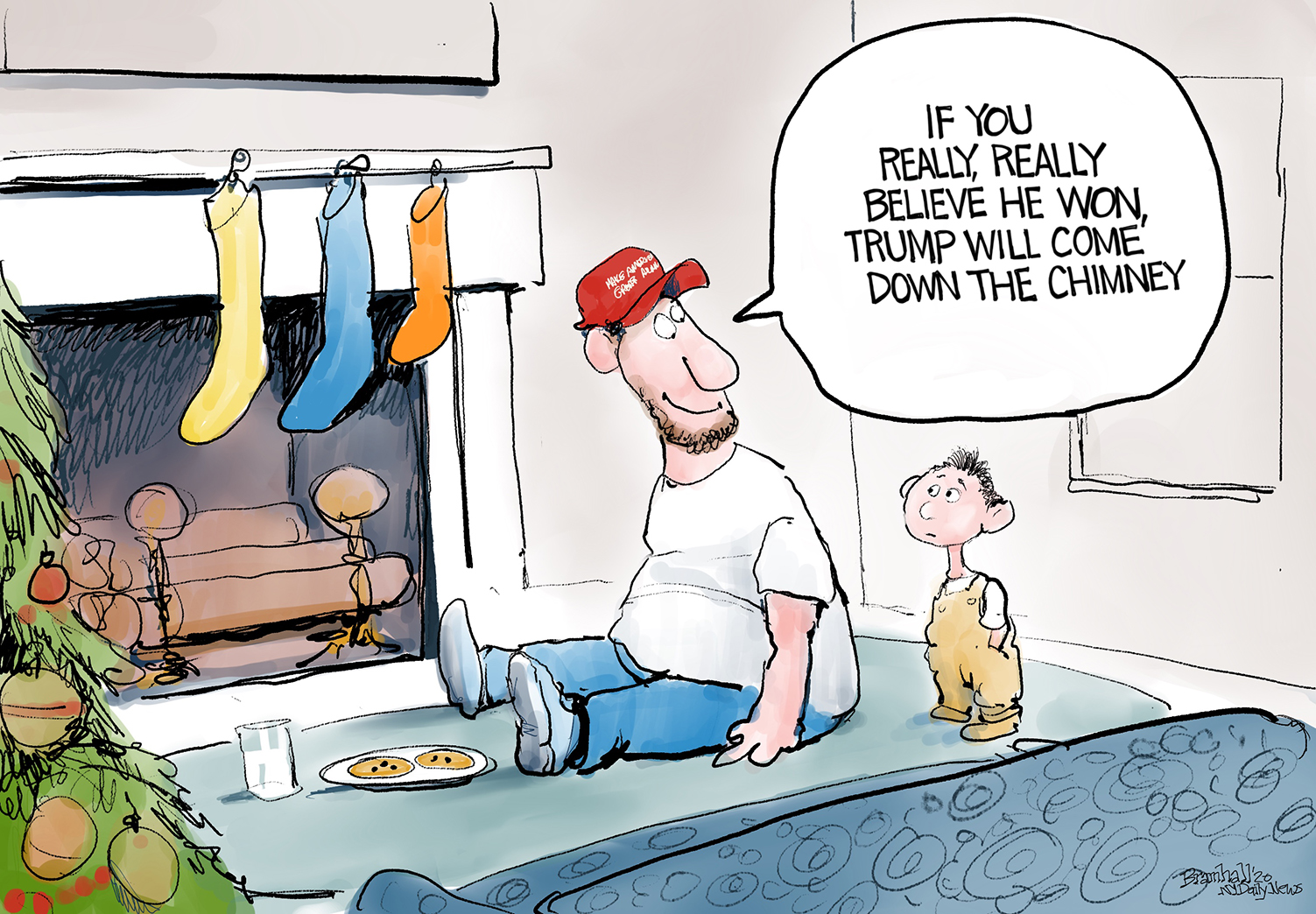 Political Cartoon U.S. Trump election Christmas