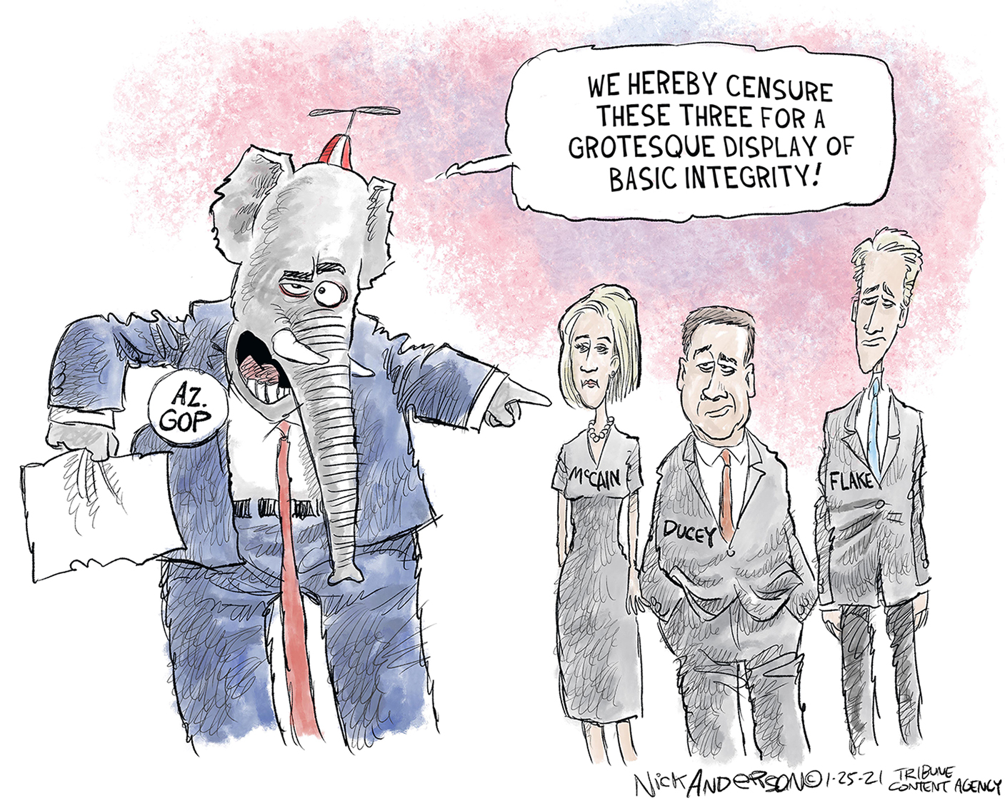 Political Cartoon U.S. Arizona gop mccain ducey flake censure