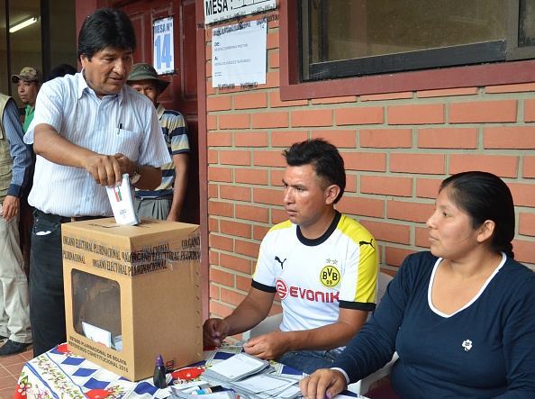 Evo Morales casts his ballot on Sunday.