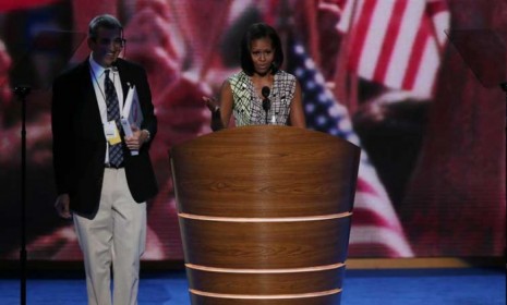 First Lady Michelle Obama does a soundcheck at the Democratic National Convention in Charlotte, N.C., on Sept. 3: On Sept. 4, she&#039;ll deliver a nationally televised address.