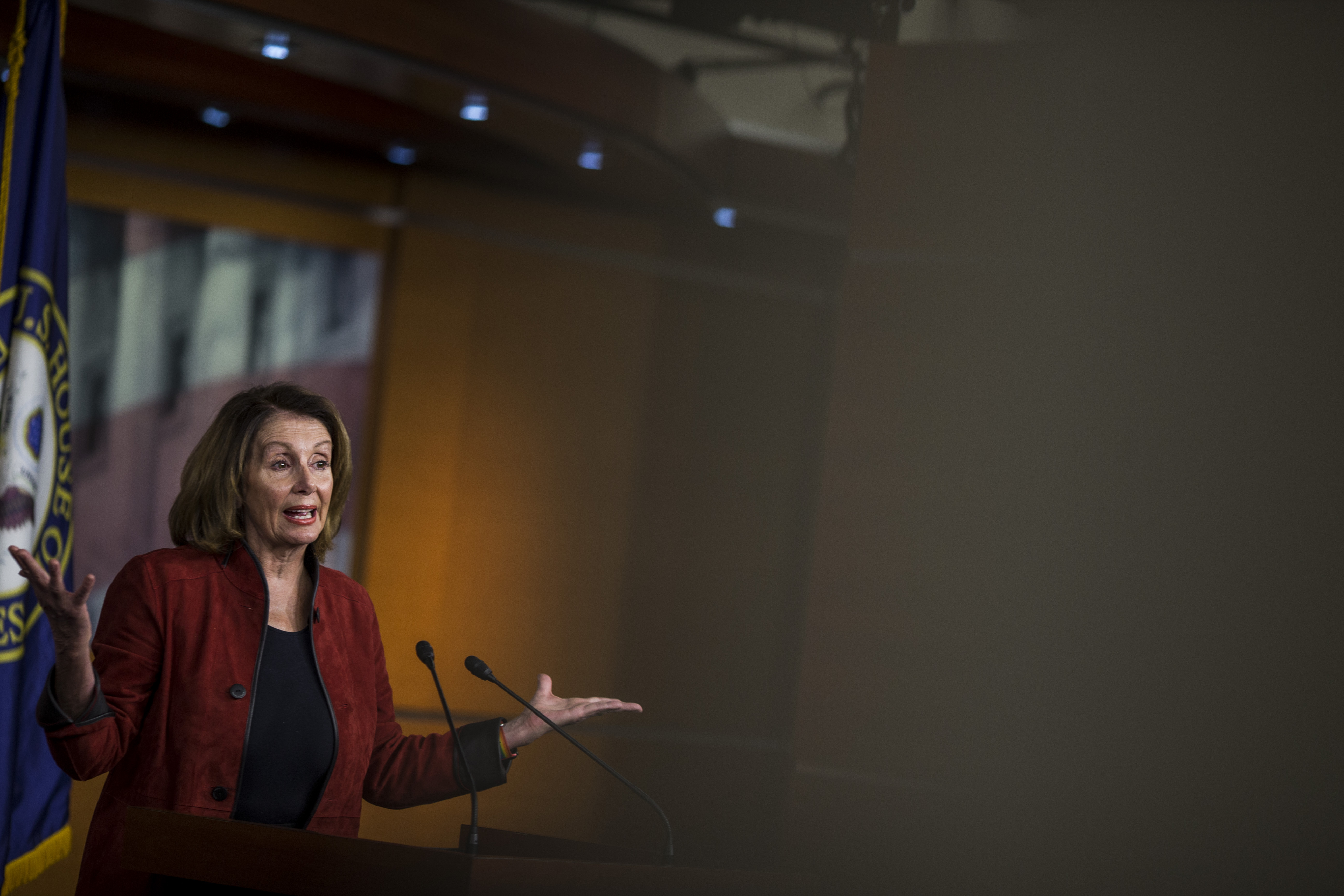 House Minority Leader Nancy Pelosi at a press conference