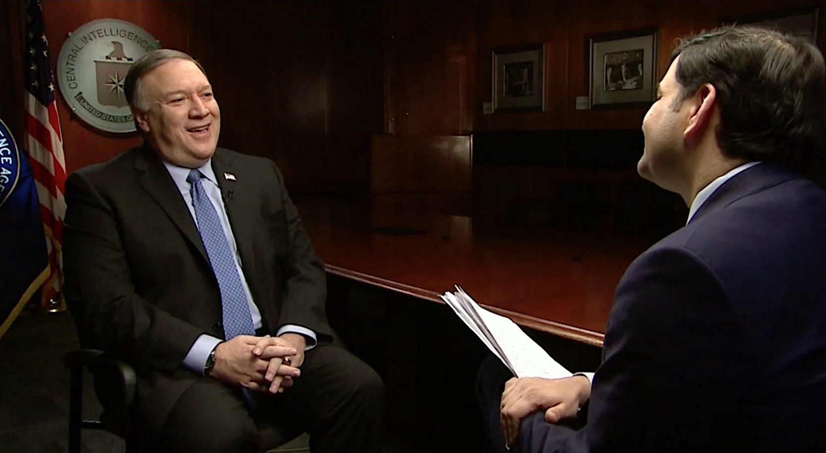 CIA Director Mike Pompeo talks with the BBC