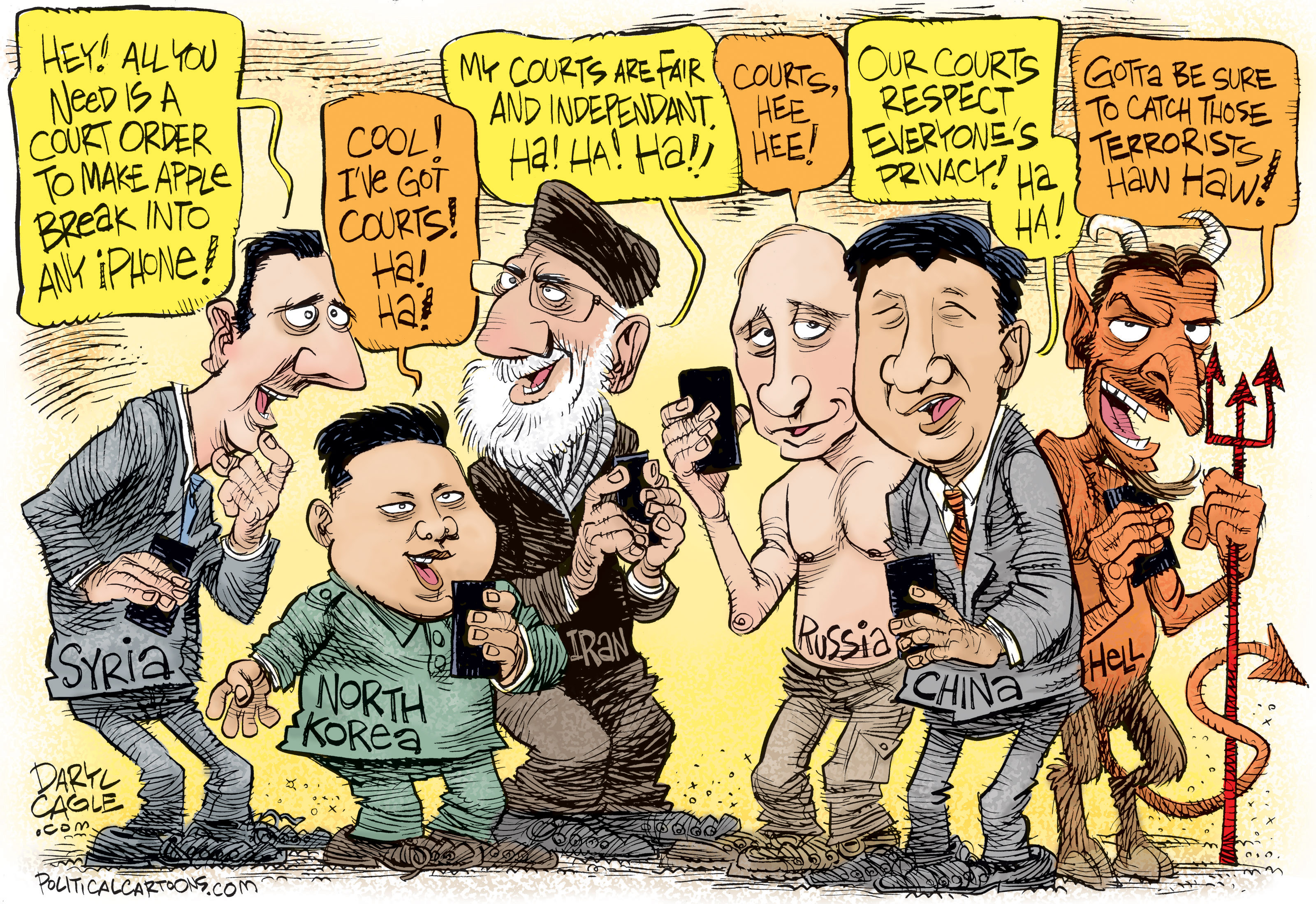Political Cartoon . Apple World Leaders