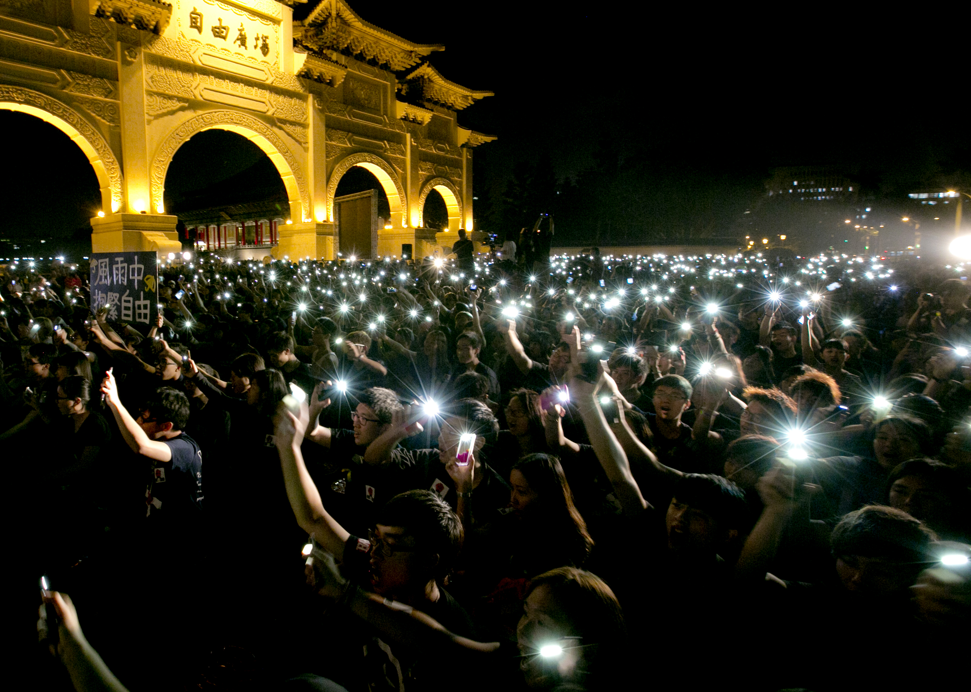 Protesters in Taiwan advocate for Hong Kong.