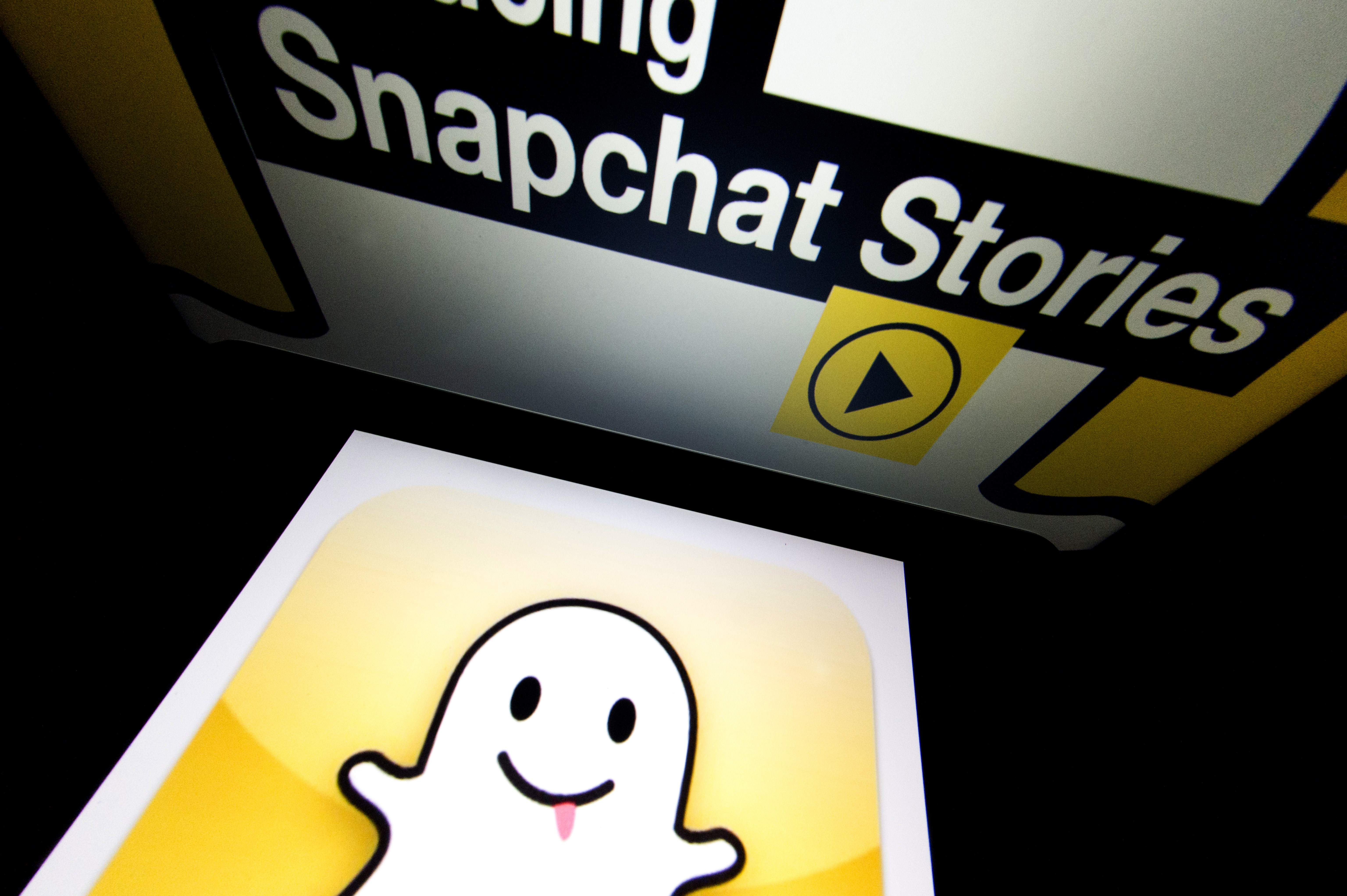 The Snapchat logo on a tablet
