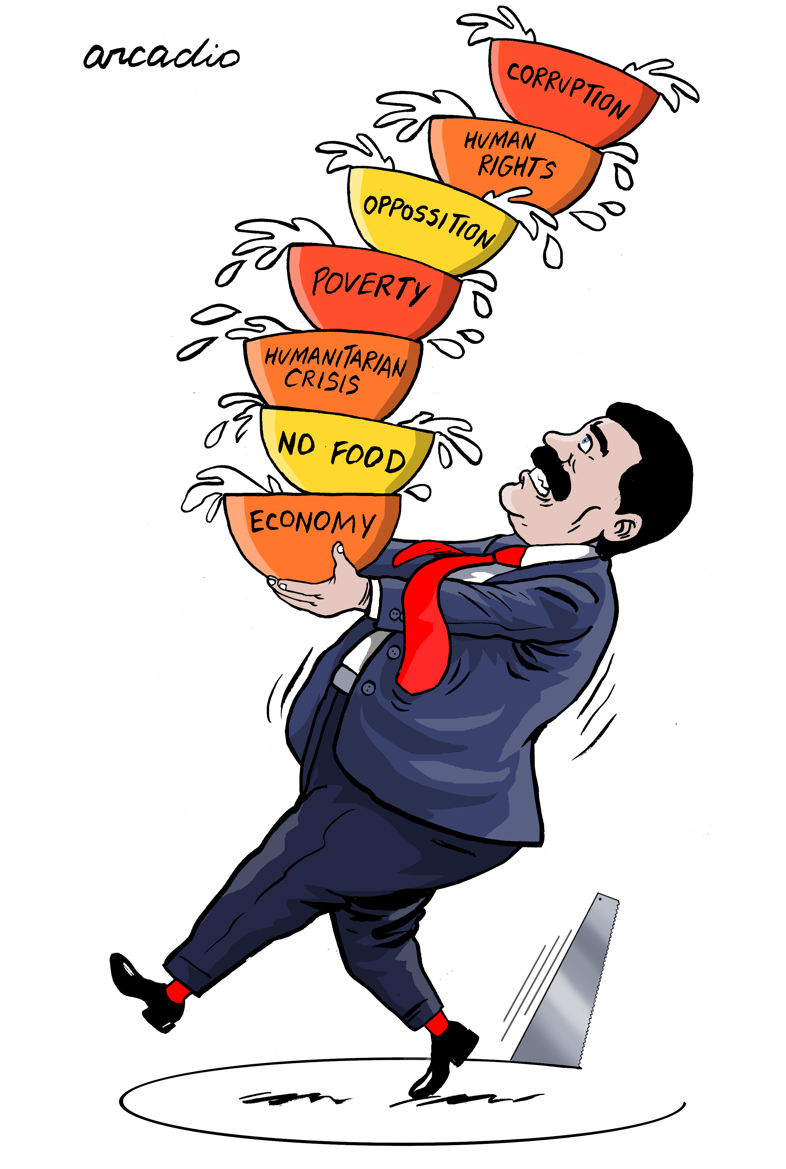 Political Cartoon . Maduro Venezuela no food economy socialism  dictatorship