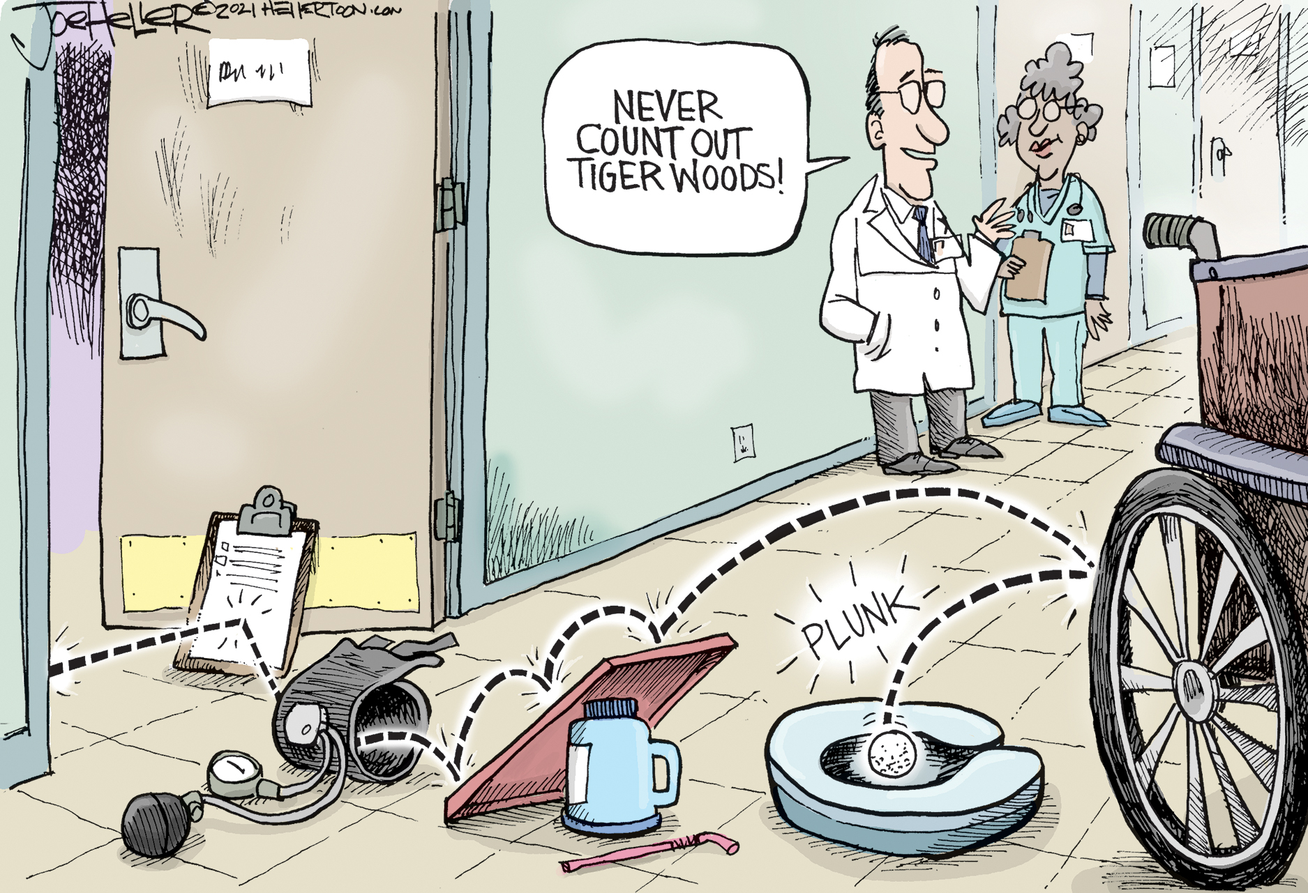 Editorial Cartoon U.S. tiger woods hospital&amp;nbsp;