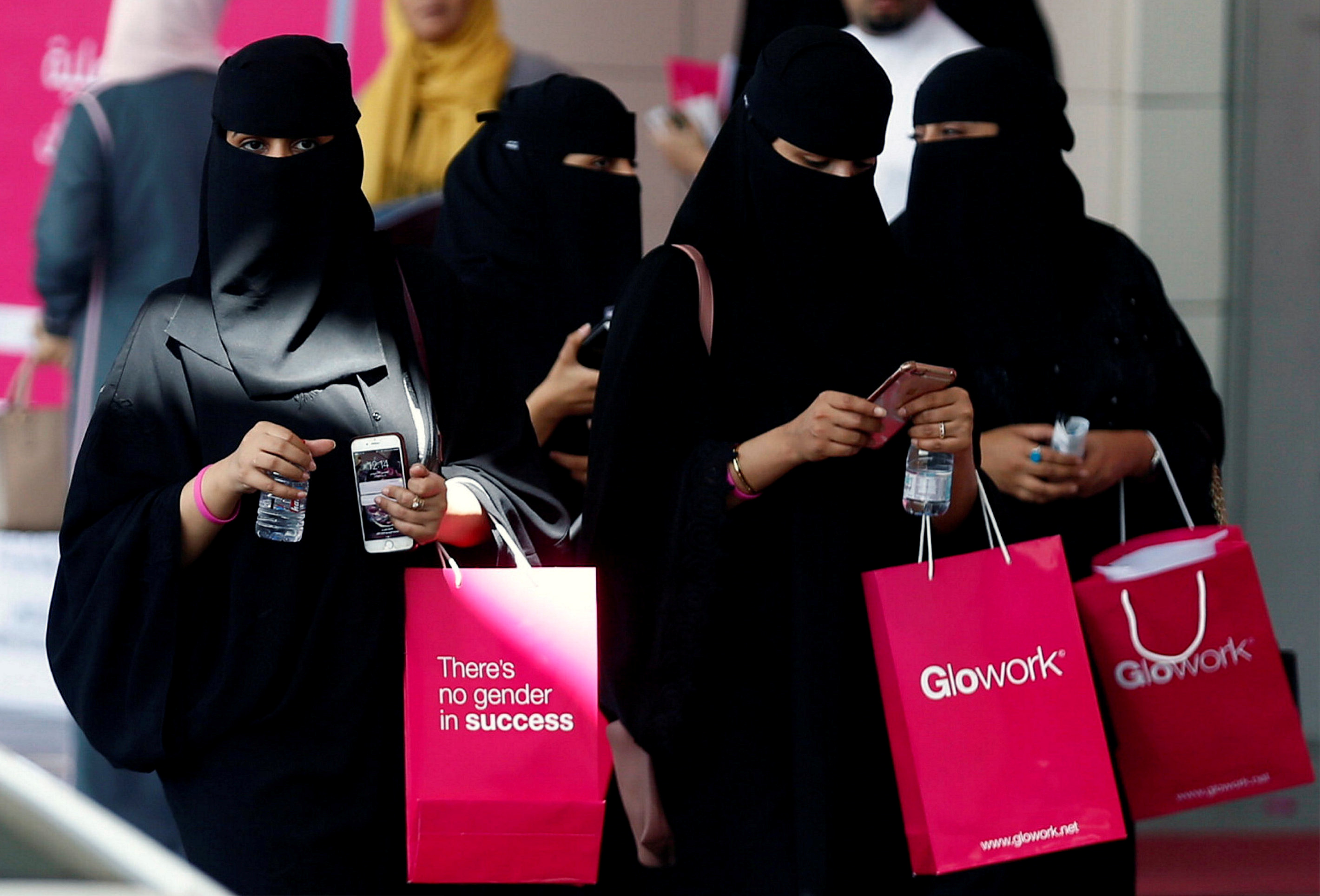Women in Saudi Arabia attent an employment recruitment event for women.