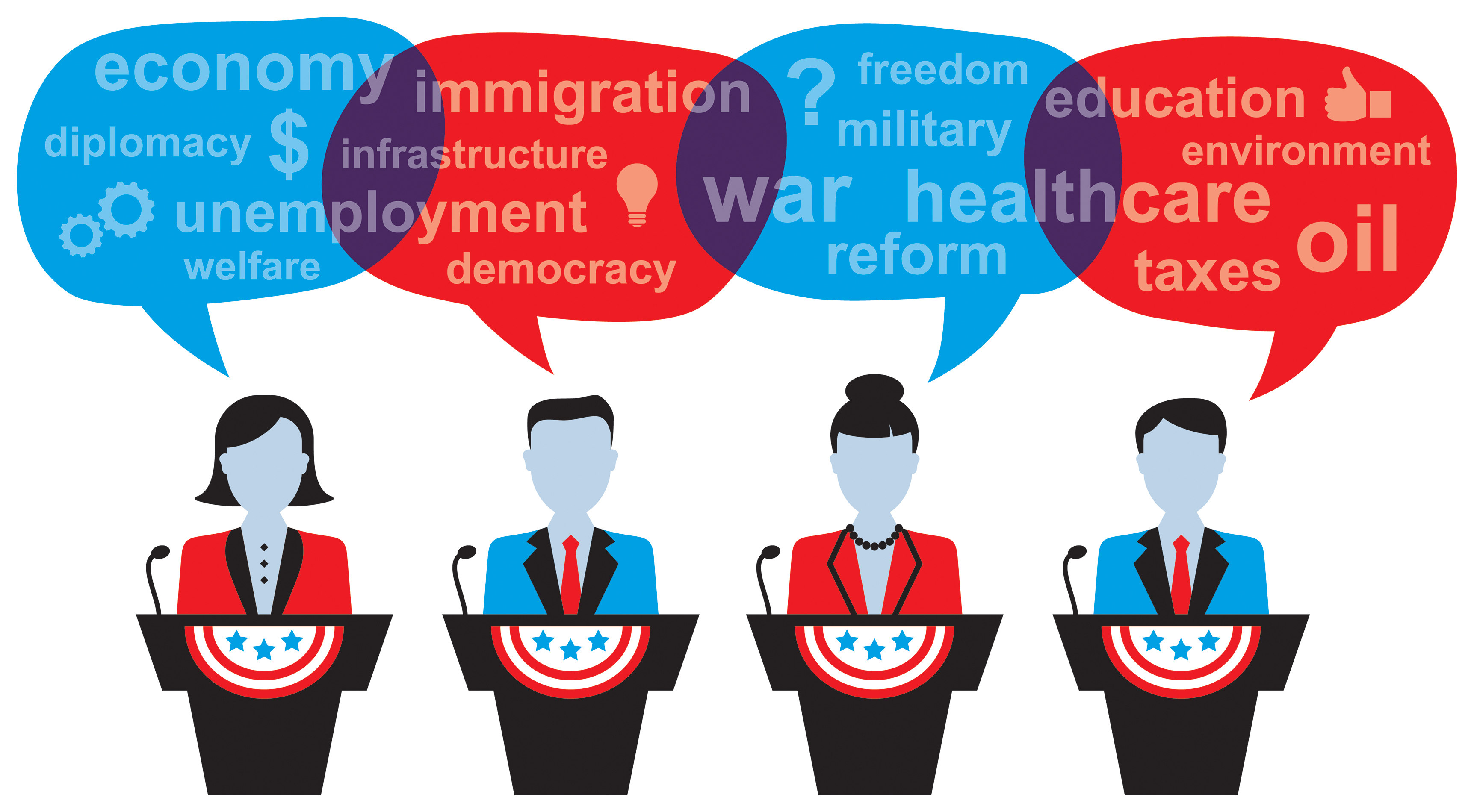 Presidential debate illustration.
