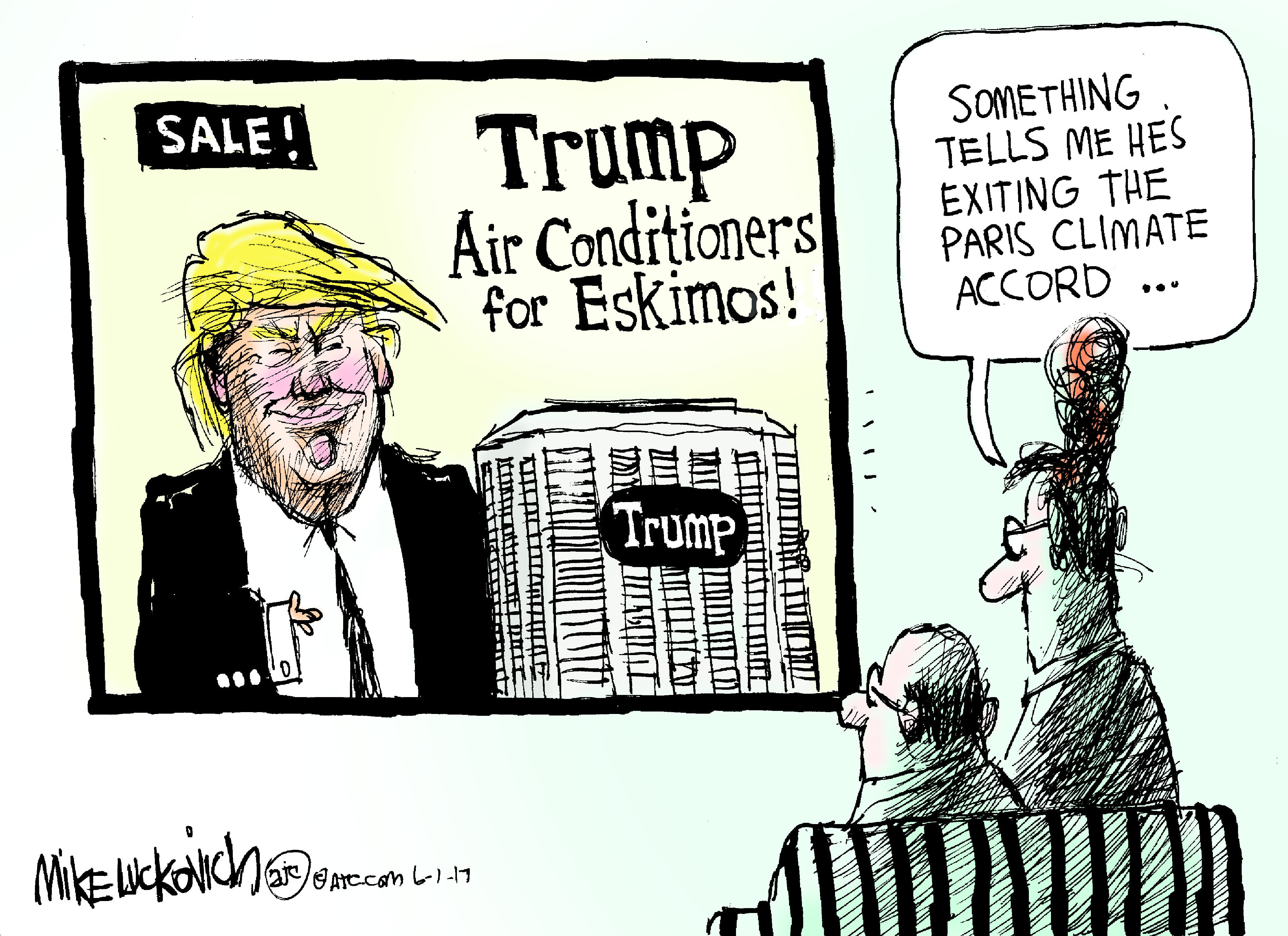 Political cartoon U.S. Trump environment Paris climate accord