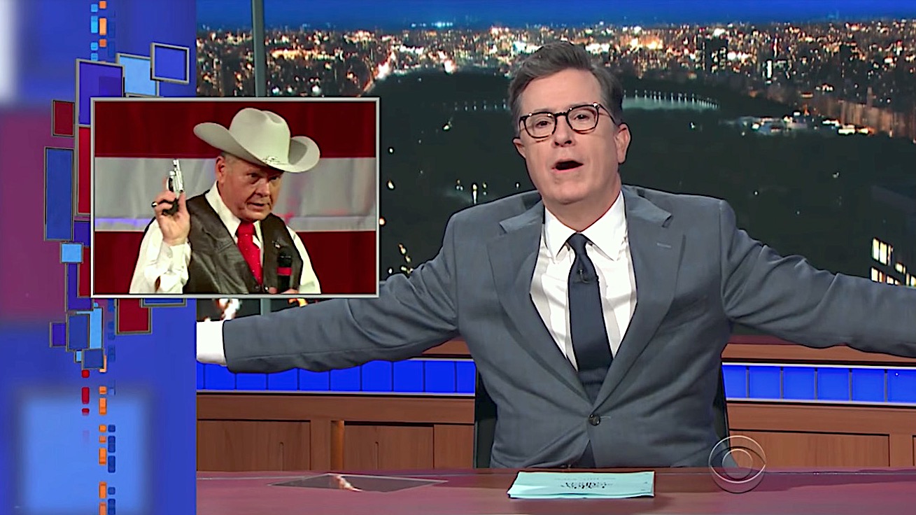 Stephen Colbert introduces Roy Moore