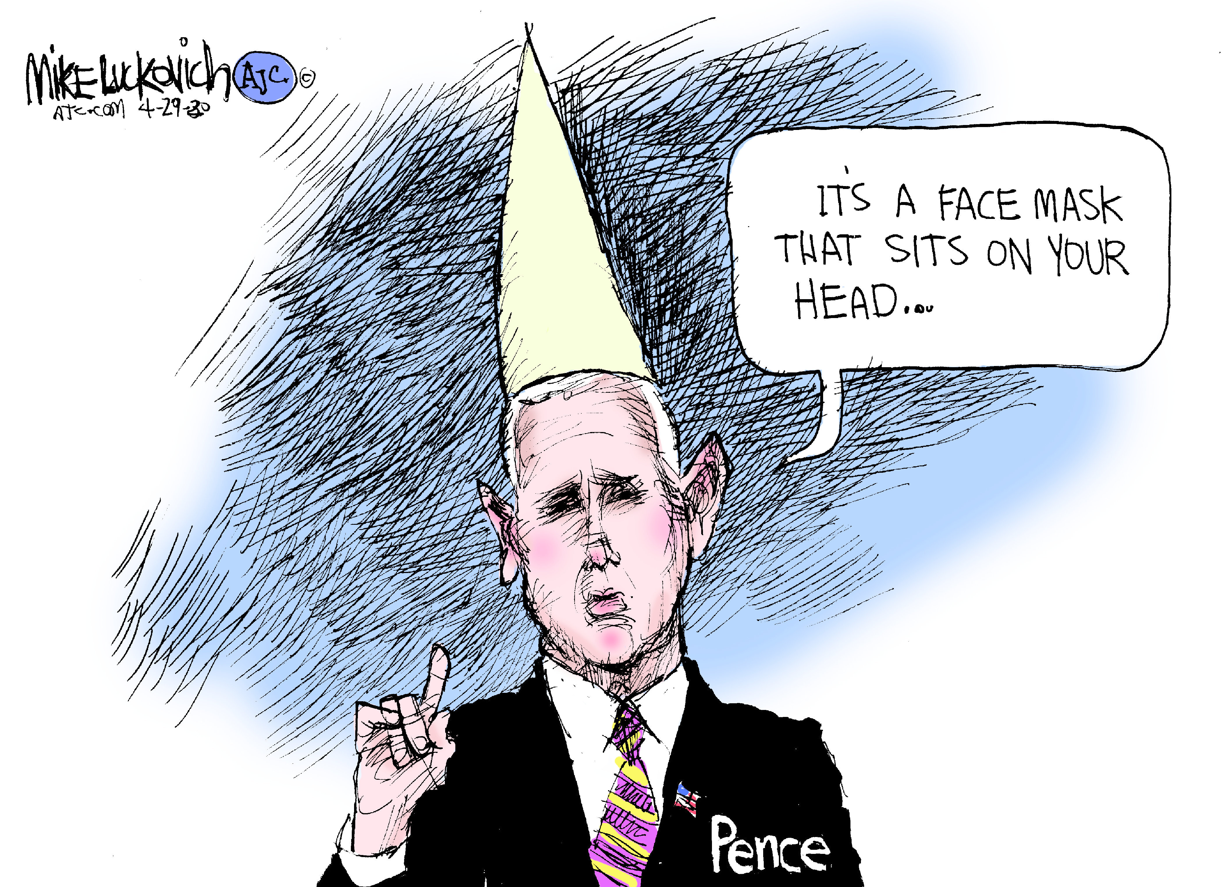 Editorial Cartoon U.S. Mike Pence coronavirus mask